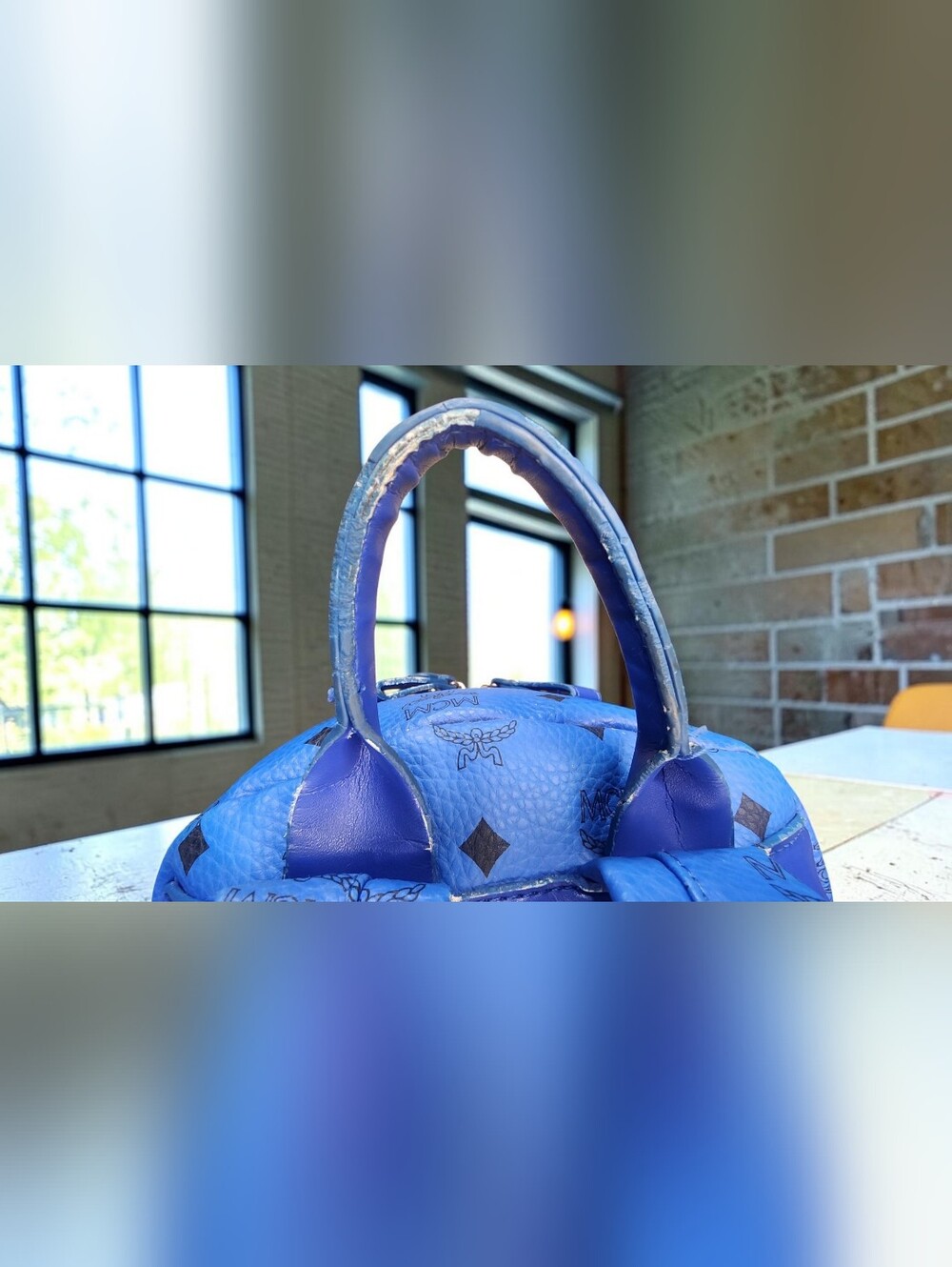 MCM Stark Studded Backpack In Vibrant Blue Visetos Coated Canvas - Picture 7 of 16
